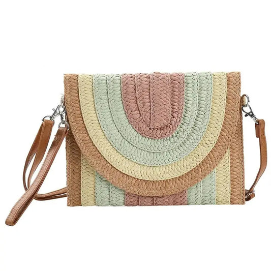 Ayla Multi Colored Striped Straw Crossbody/Clutch- click to see options