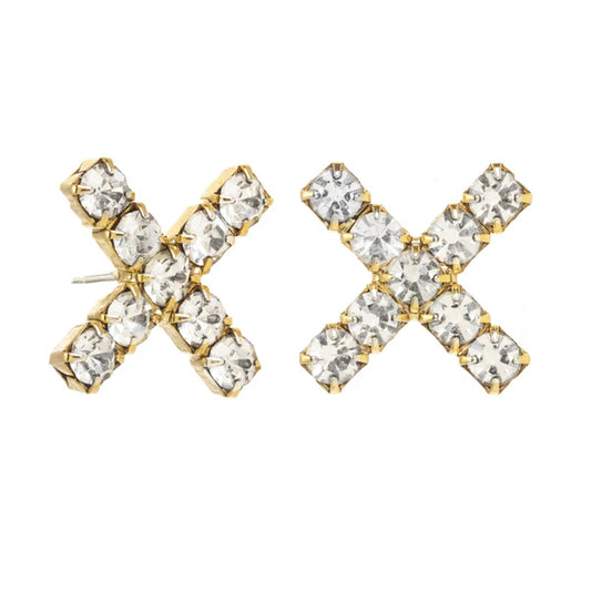 TOVA The X Studs in Antique Gold