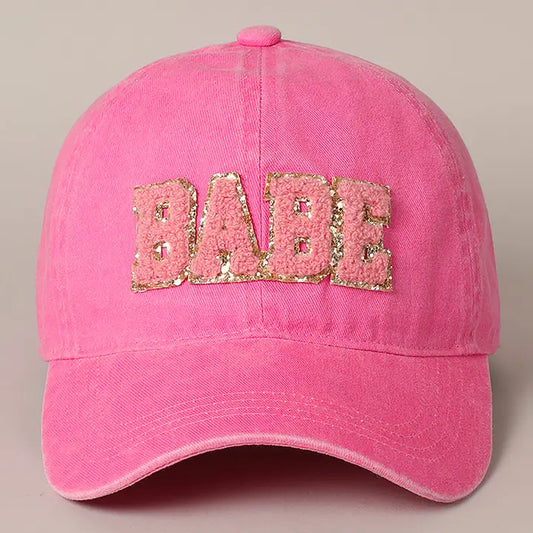 Babe Chenille Letter Patch Cotton Baseball Cap- Click to see options