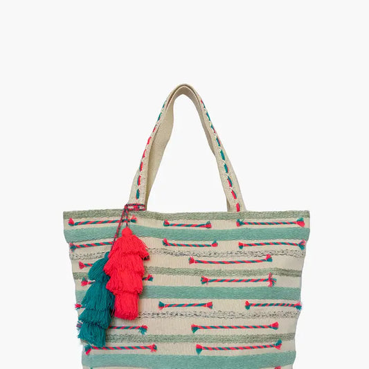 Gianni Printed Cotton Tote w/ Triple Tassels- click to see options