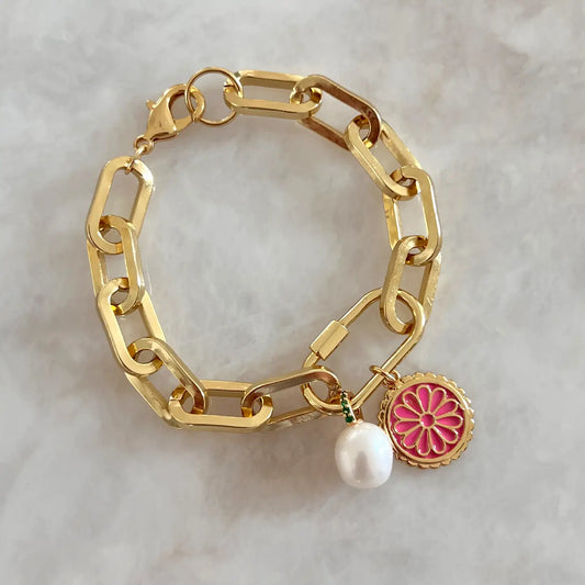 Thick Gold Filled Link Charm Bracelet