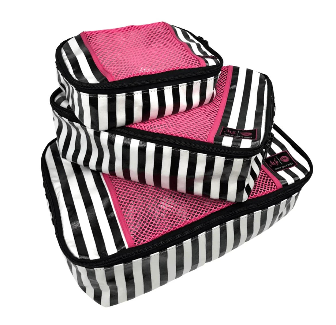 Makeup Junkie Glam Stripe Pink Packing Cube Set