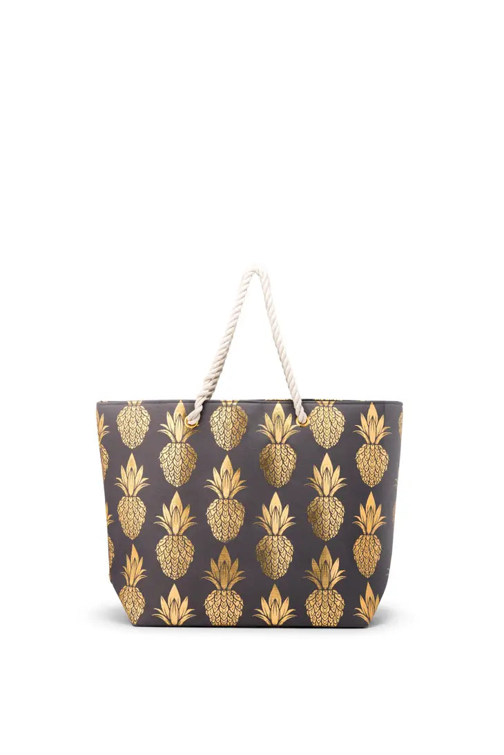 Extra-Large Beach Tote Bag - Gold Pineapple